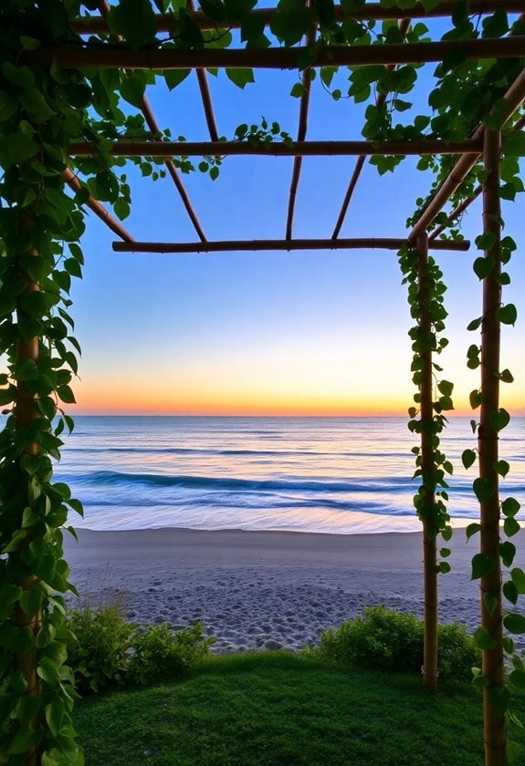 bamboo structures by coastline