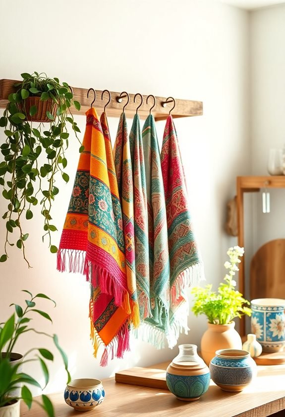 colorful artistic kitchen linens