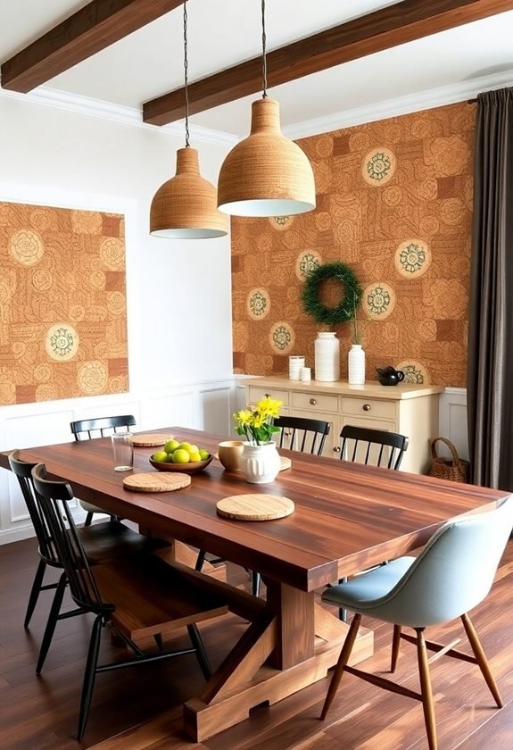 cork accents enhance decor