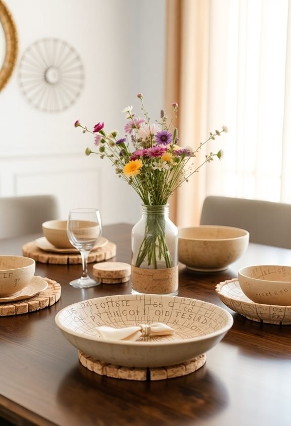 cork dining table decor