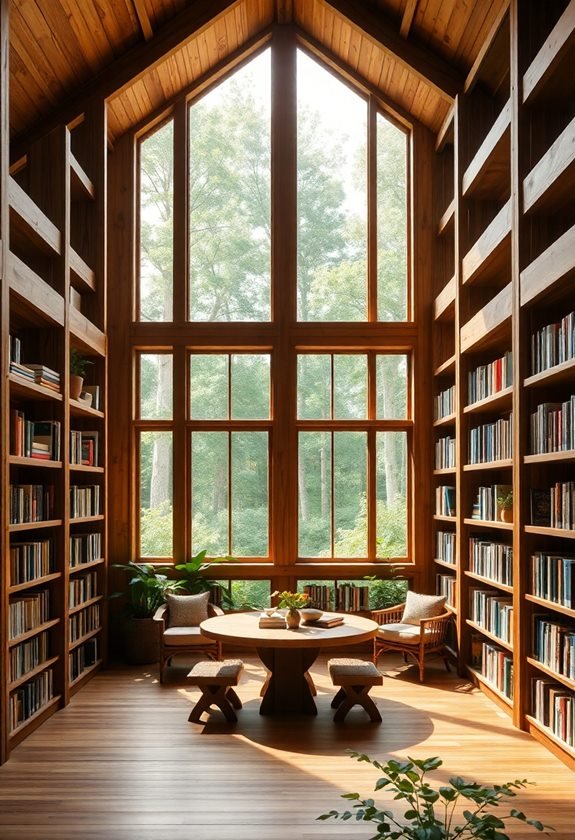 cozy wooden library retreat