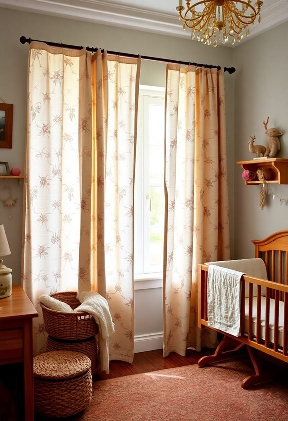 retro textile window drapes