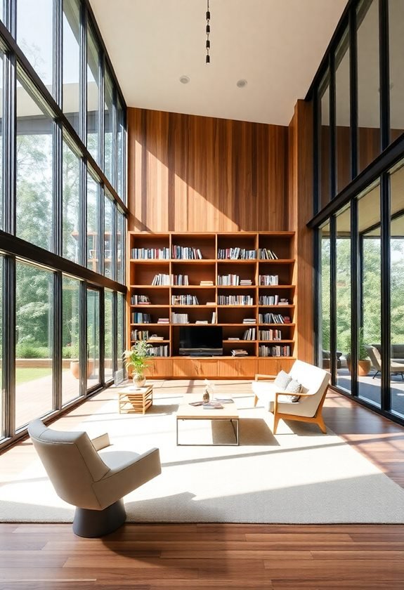 sleek contemporary reading space