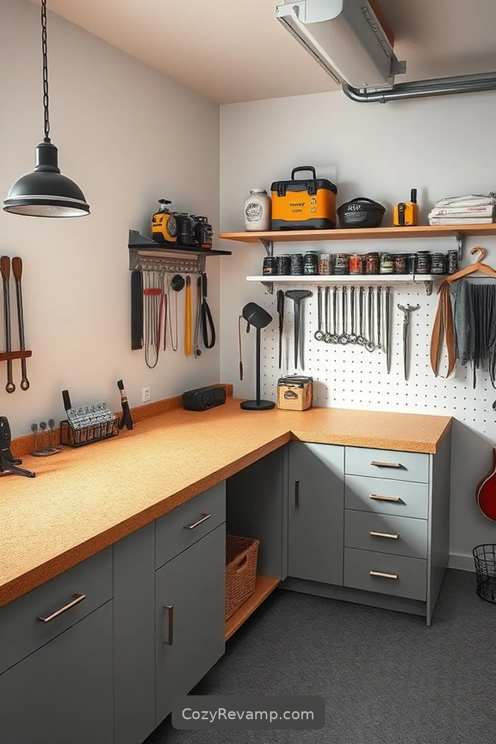 Seamless Workbench Surface for 15 Essential Features of a Minimalist Garage With Cork Material