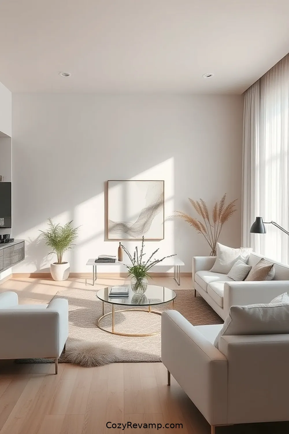 Clear Glass Accents for 15 Essential Materials for a Minimalist Living Room With Solar-Powered Lights