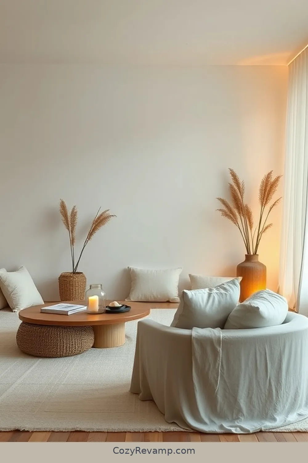 Natural Textiles for 15 Essential Materials for a Minimalist Living Room With Solar-Powered Lights