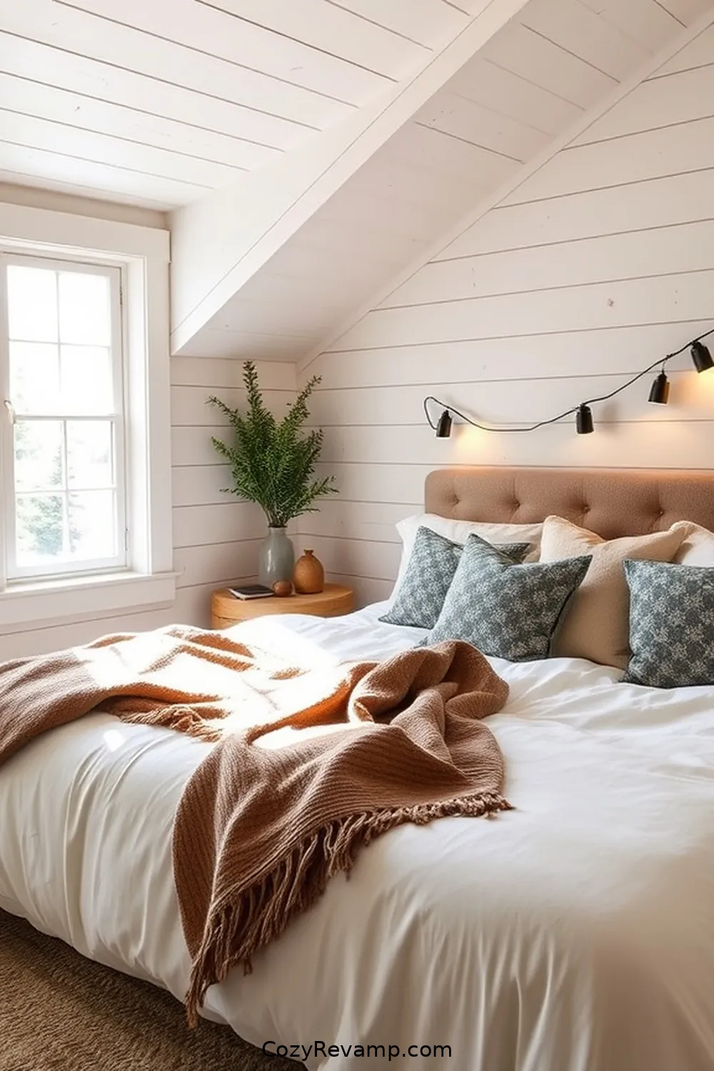 Shiplap Wall Panels for 15 Essential Materials for a Modern Farmhouse Bedroom With Solar-Powered Lights