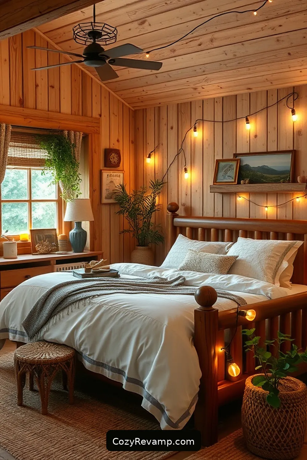 Solar-Powered String Lights for 15 Essential Materials for a Modern Farmhouse Bedroom With Solar-Powered Lights