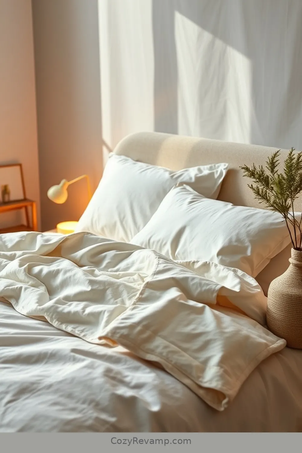 Sustainable Bedding for 15 Essential Materials for a Modern Farmhouse Bedroom With Solar-Powered Lights