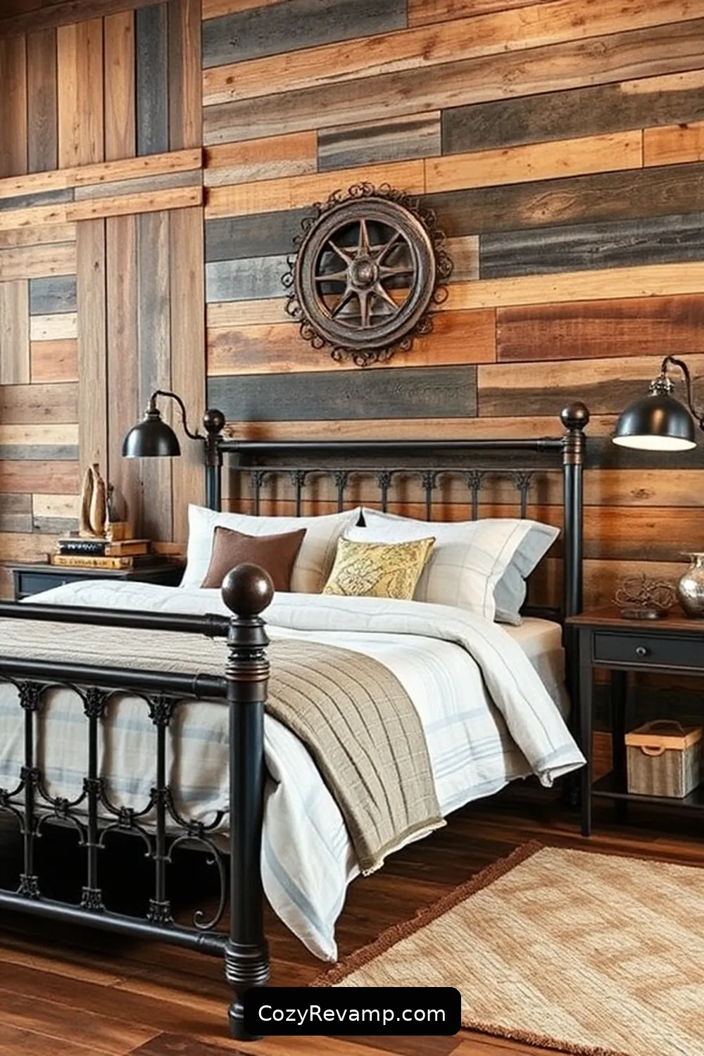 Metal Accents for 15 Essential Reclaimed Materials for a Rustic Bedroom Makeover