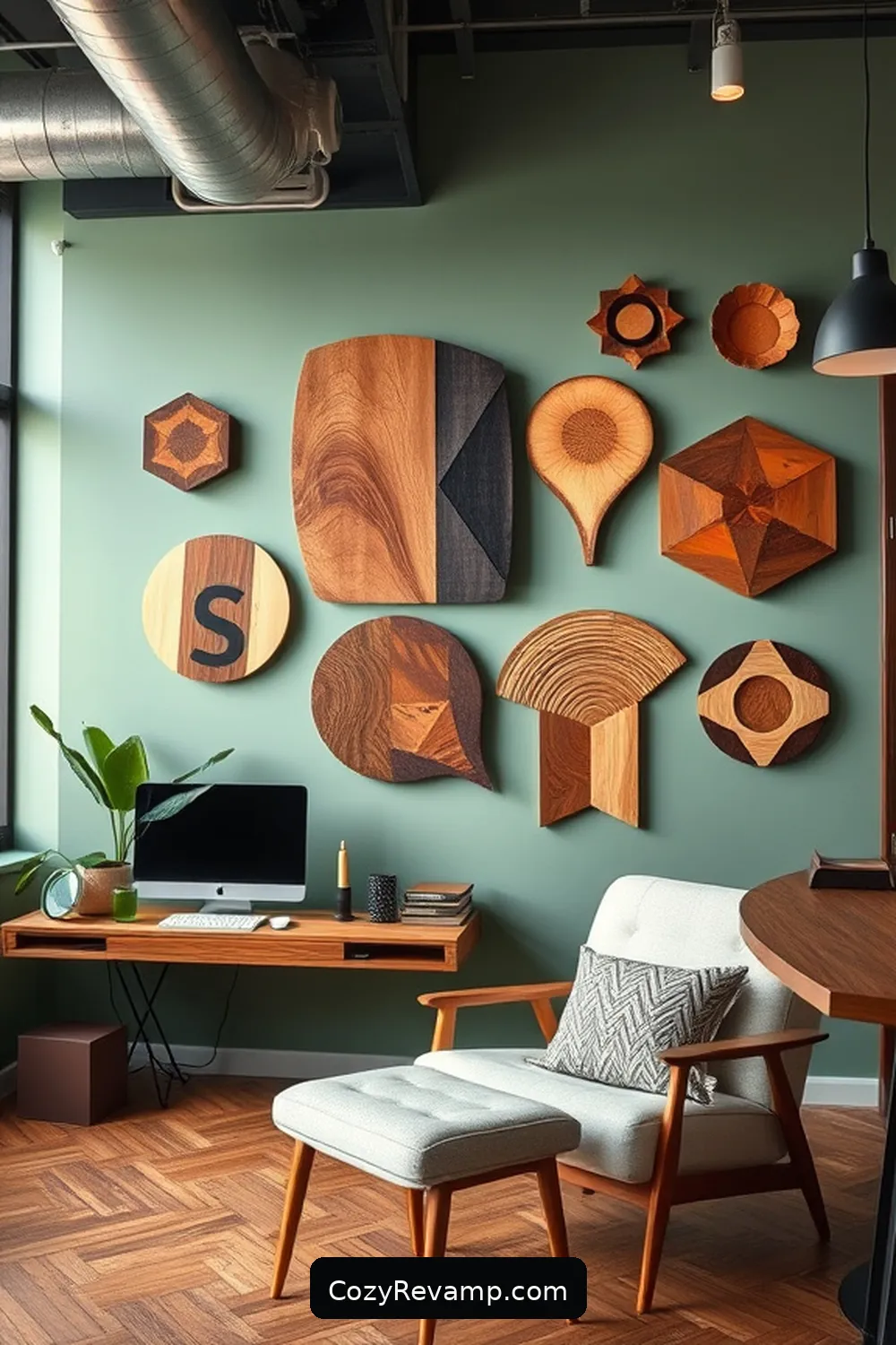 Eco-Friendly Wall Art for 15 Essentials for a Mid-Century Modern Home Office With Recycled Wood Materials