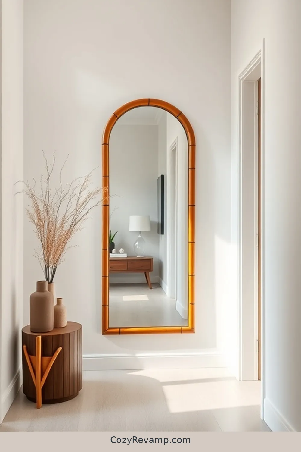 15 Inspiring Minimalist Entryway Ideas Featuring Bamboo Material 9 Bamboo Mirror for a Stylish Reflection for 15 Inspiring Minimalist Entryway Ideas Featuring Bamboo Material