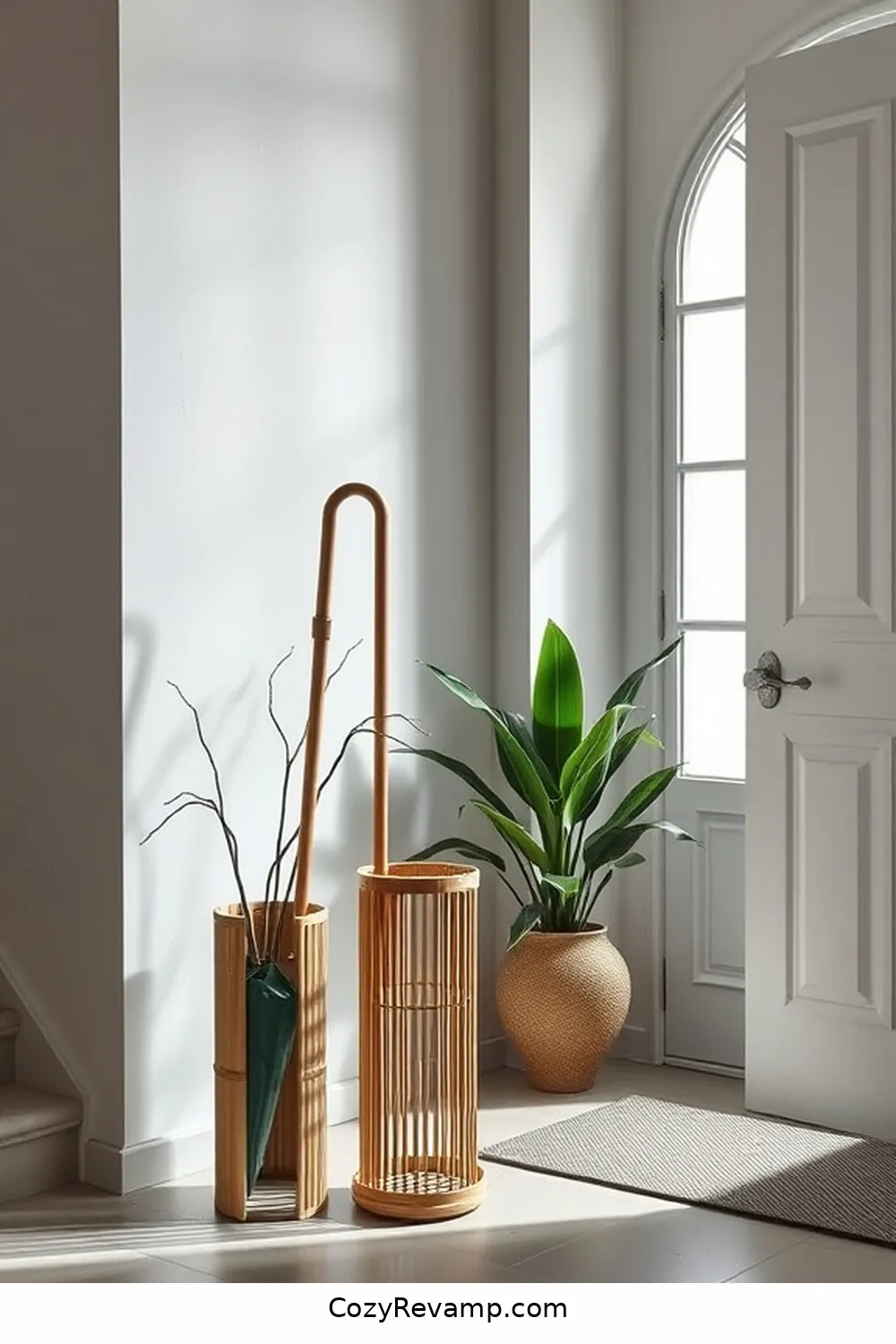 15 Inspiring Minimalist Entryway Ideas Featuring Bamboo Material 10 Compact Bamboo Umbrella Stand for 15 Inspiring Minimalist Entryway Ideas Featuring Bamboo Material