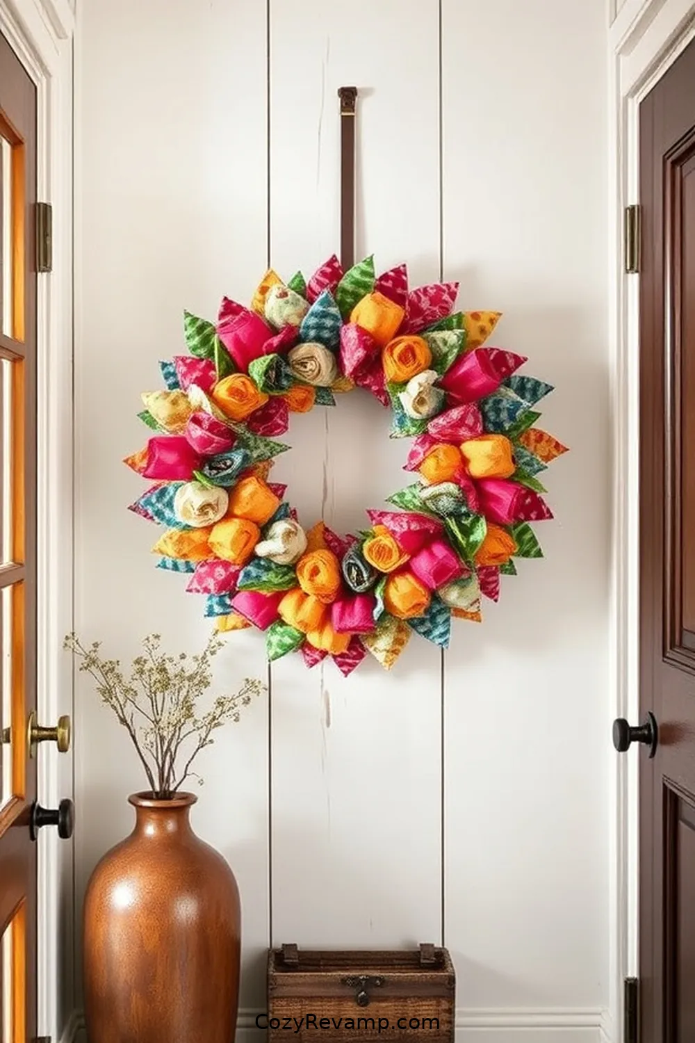 15 Inspiring Modern Farmhouse Hallway Ideas With Upcycled Fabric Material 8 Upcycled Fabric Wreaths for 15 Inspiring Modern Farmhouse Hallway Ideas With Upcycled Fabric Material