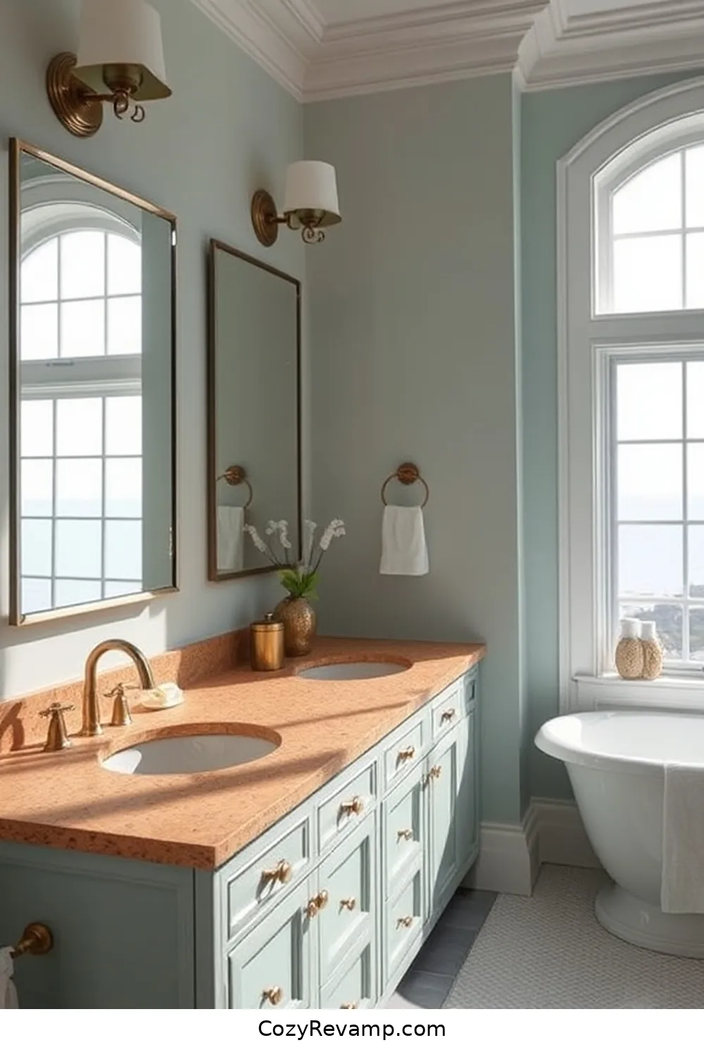 15 Stunning Coastal Bathroom Designs With Cork Material 4 Chic Cork Countertops With Nautical Fixtures for 15 Stunning Coastal Bathroom Designs With Cork Material
