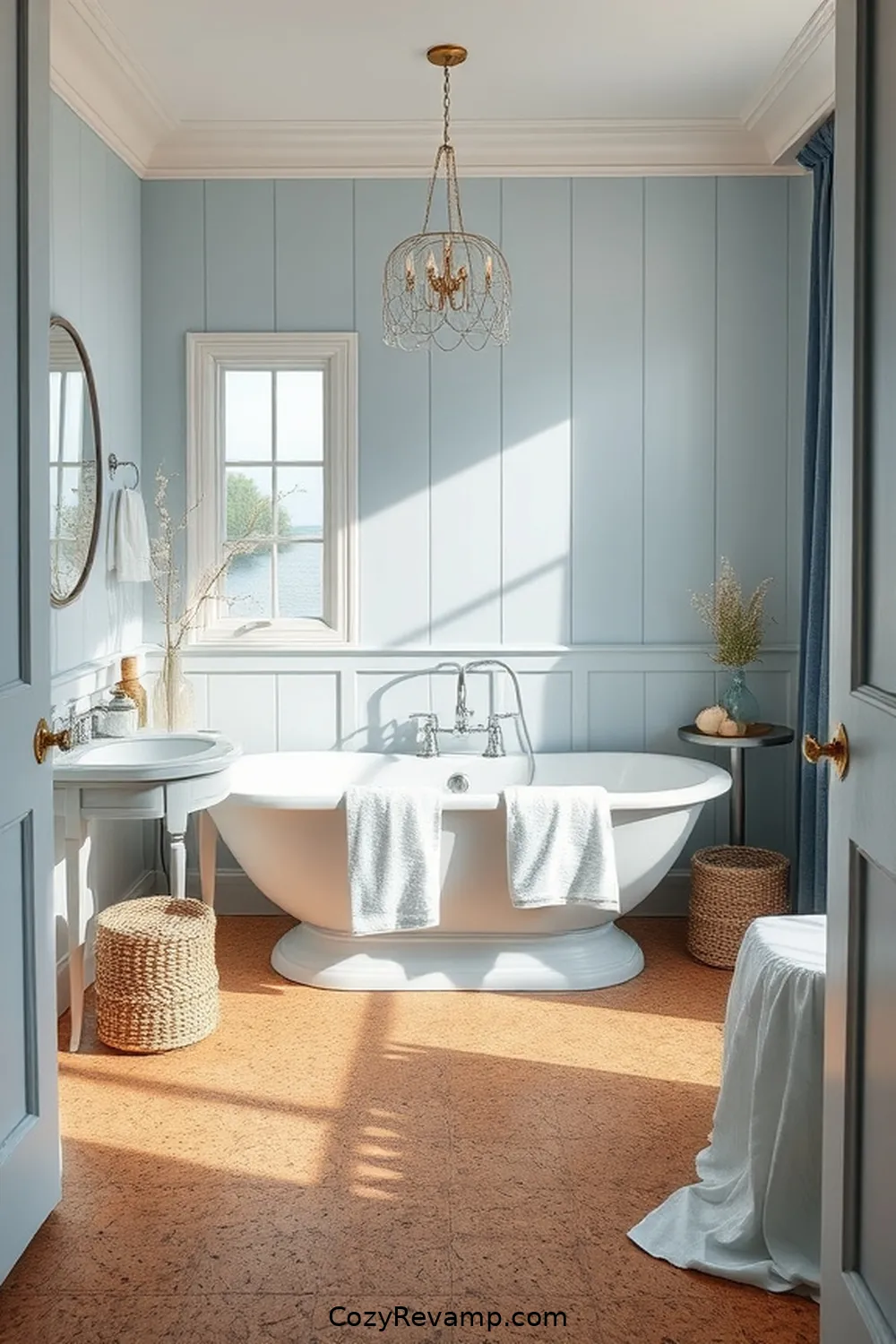 15 Stunning Coastal Bathroom Designs With Cork Material 2 Elegant Cork Flooring With Ocean-Inspired Accents for 15 Stunning Coastal Bathroom Designs With Cork Material