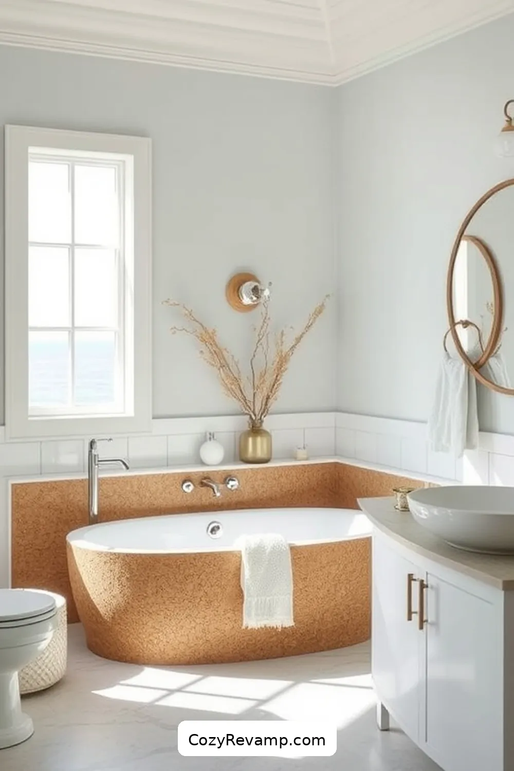 15 Stunning Coastal Bathroom Designs With Cork Material 5 Serene Cork Bathtub Surrounds for 15 Stunning Coastal Bathroom Designs With Cork Material