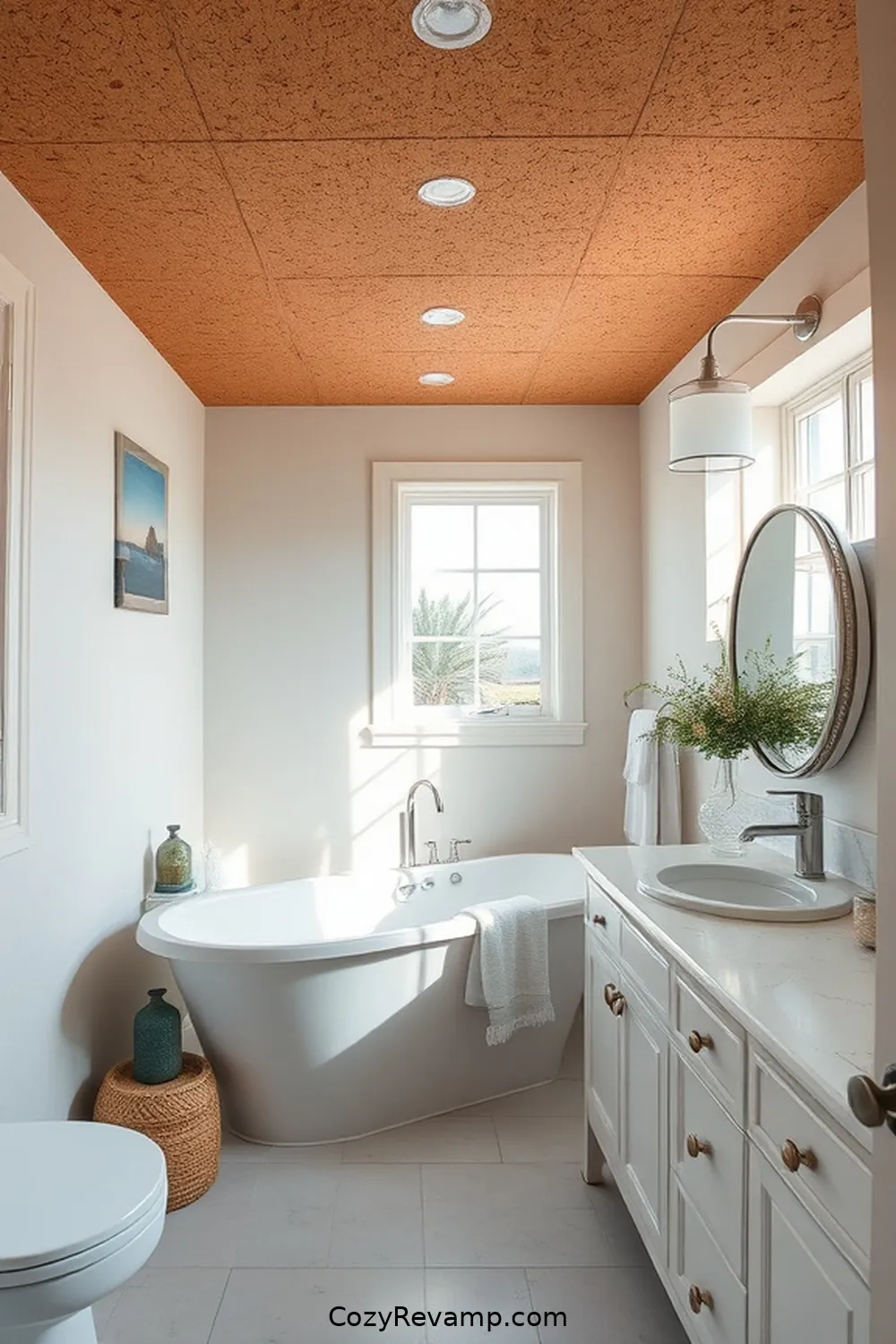 15 Stunning Coastal Bathroom Designs With Cork Material 10 Unique Cork Ceiling Treatments to Soften the Space for 15 Stunning Coastal Bathroom Designs With Cork Material