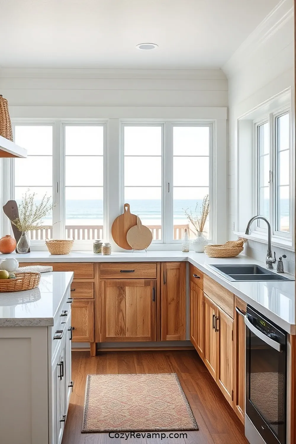 Reclaimed Barn Wood Cabinets for 15 Stunning Coastal Kitchen Designs Featuring Recycled Wood Material