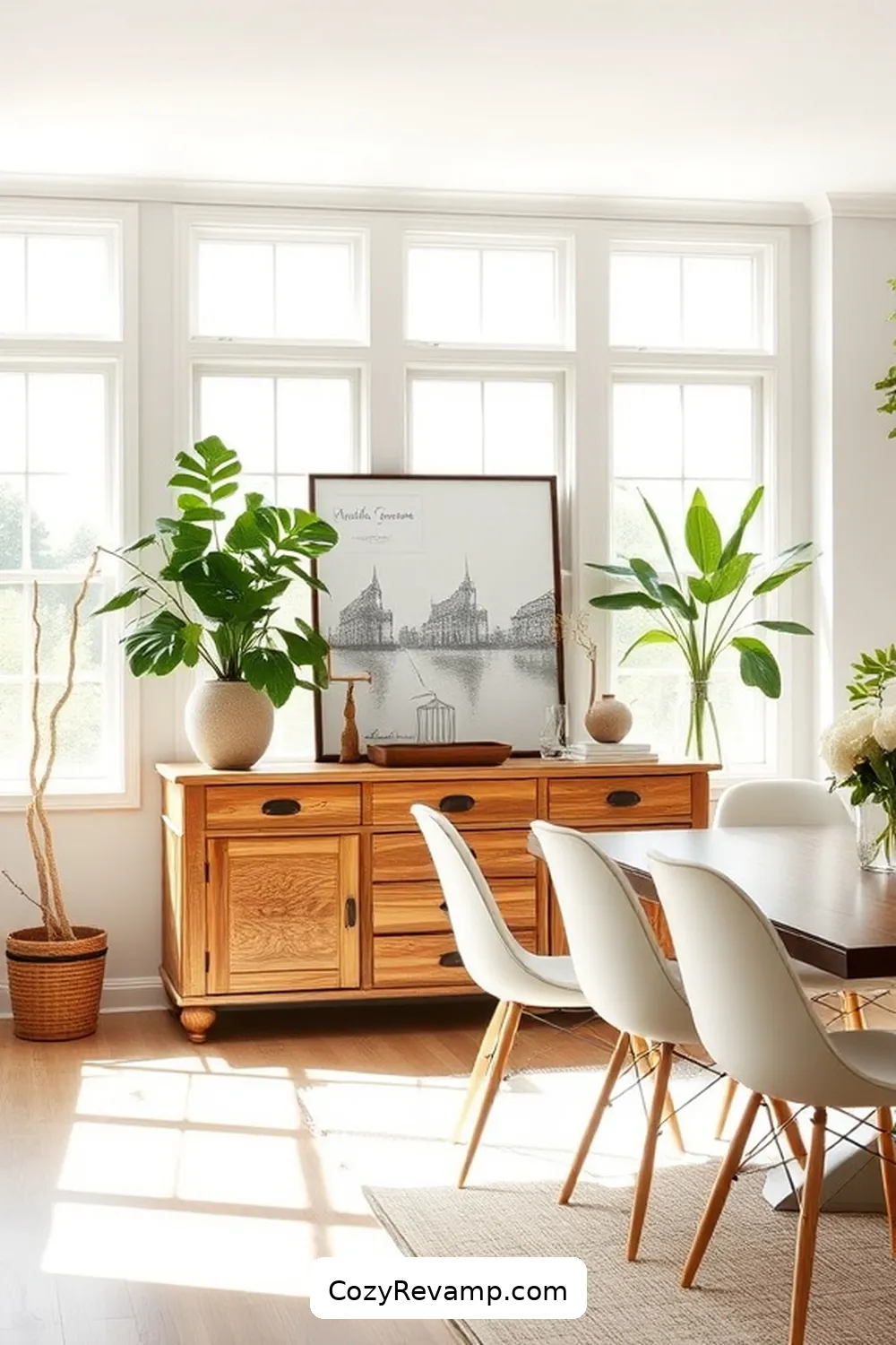 15 Stunning Minimalist Dining Rooms With Recycled Wood Material 9 Bright and Airy Space With a Reclaimed Wood Buffet for 15 Stunning Minimalist Dining Rooms With Recycled Wood Material