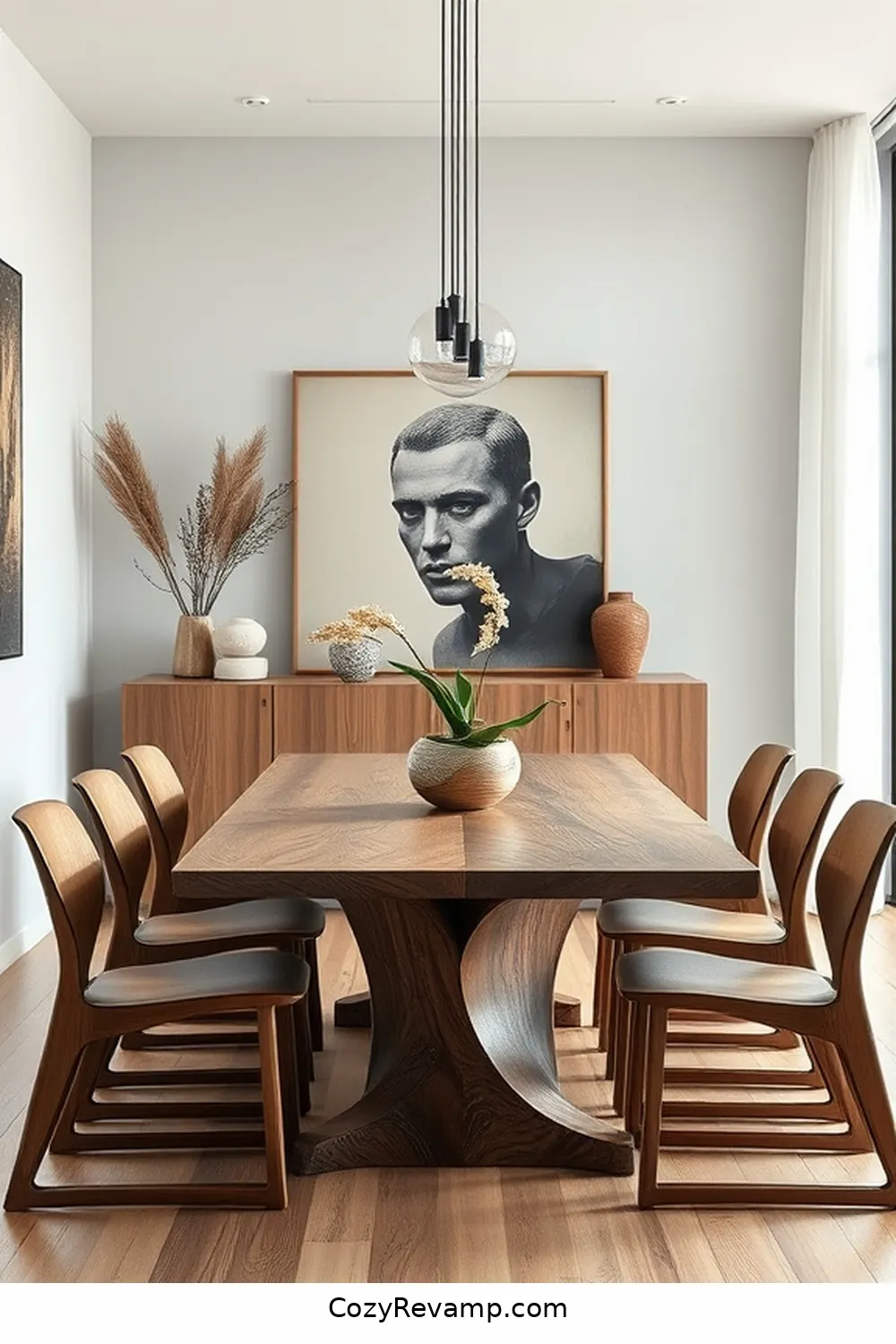 15 Stunning Minimalist Dining Rooms With Recycled Wood Material 8 Modern Minimalist Dining Room With Artistic Wood Decor for 15 Stunning Minimalist Dining Rooms With Recycled Wood Material