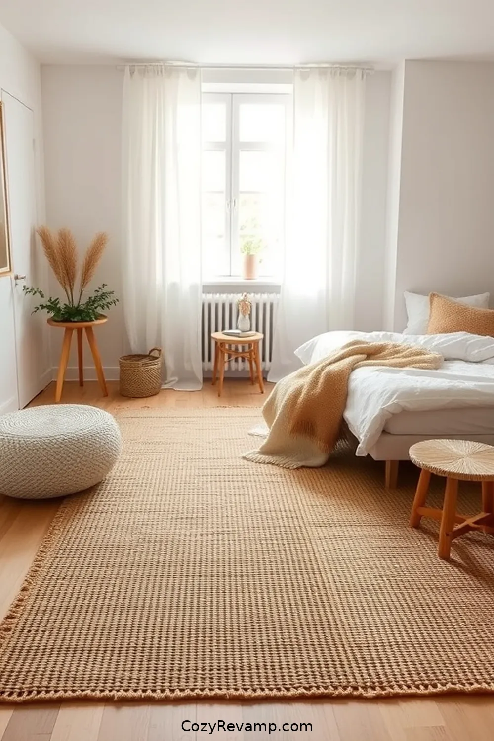 15 Stylish Scandinavian Bedroom Ideas With Bamboo Material 7 Using Bamboo Rugs to Add Texture for 15 Stylish Scandinavian Bedroom Ideas With Bamboo Material