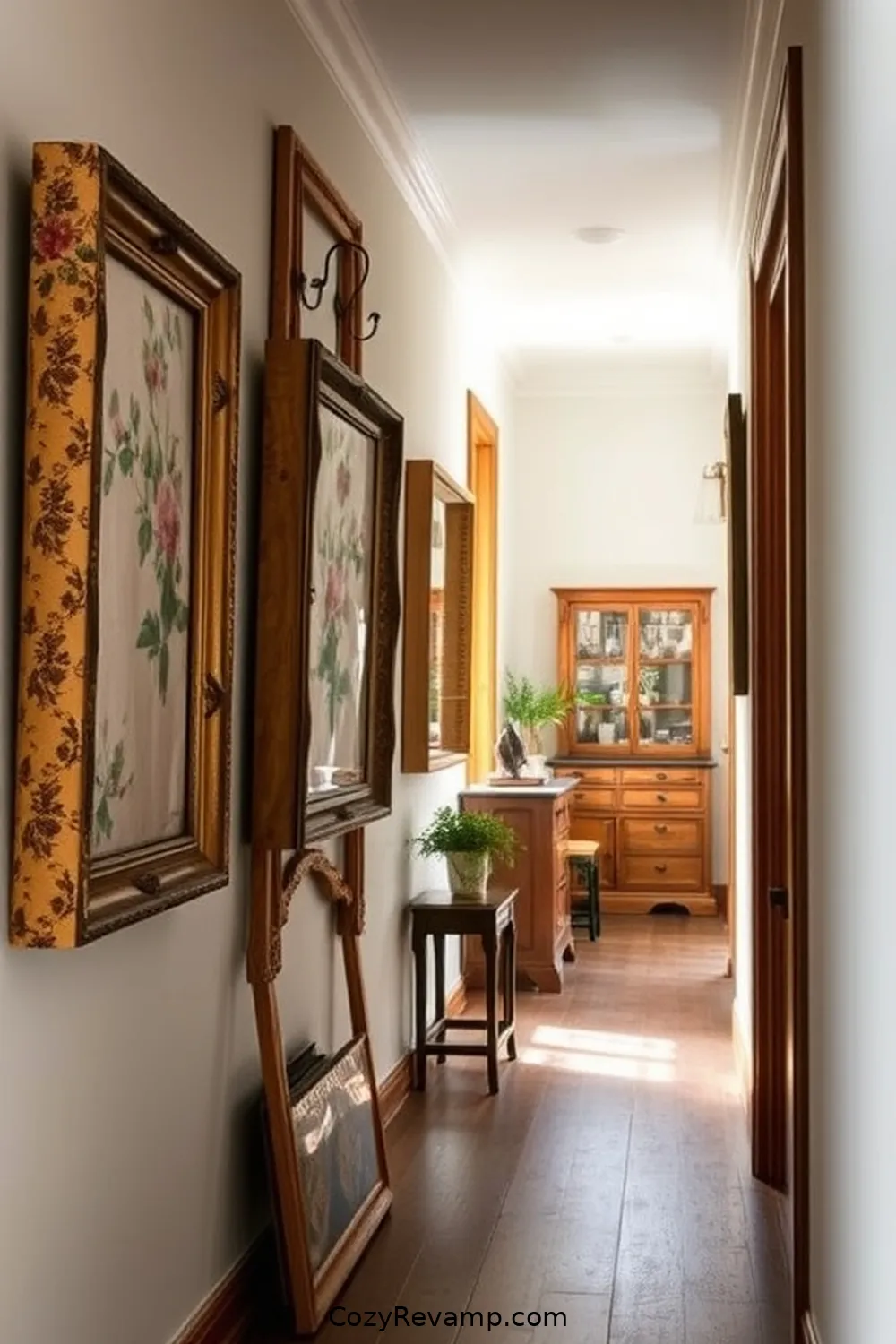 Fabric-Covered Picture Frames for 15 Ways to Create a Rustic Hallway With Upcycled Fabric Material