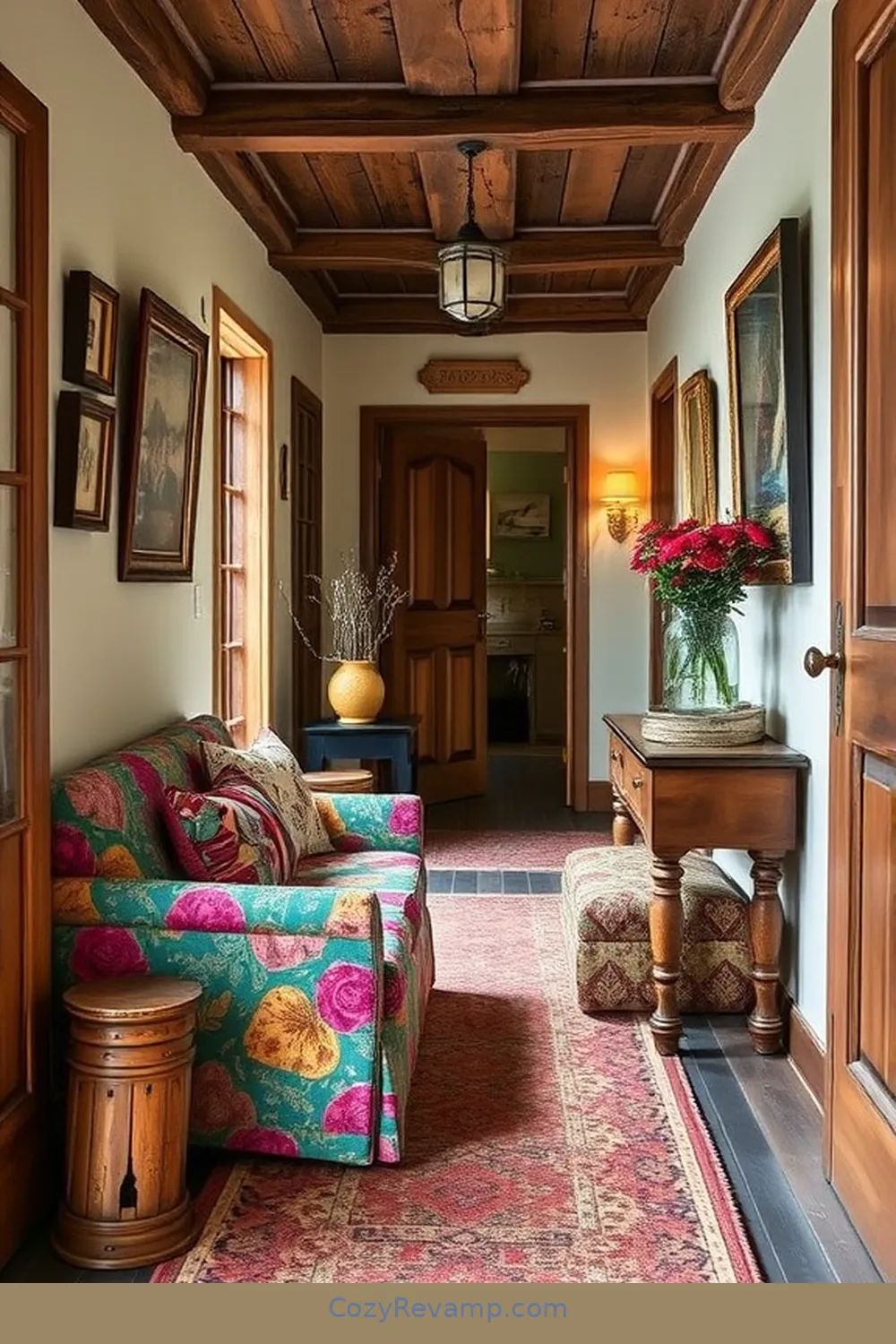 Fabric-Wrapped Furniture for 15 Ways to Create a Rustic Hallway With Upcycled Fabric Material