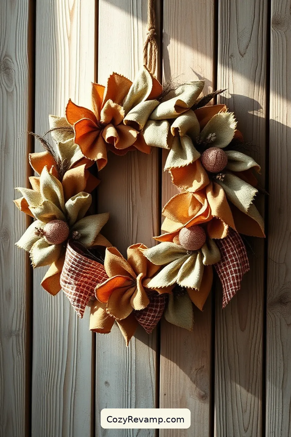 Rustic Fabric Wreaths for 15 Ways to Create a Rustic Hallway With Upcycled Fabric Material