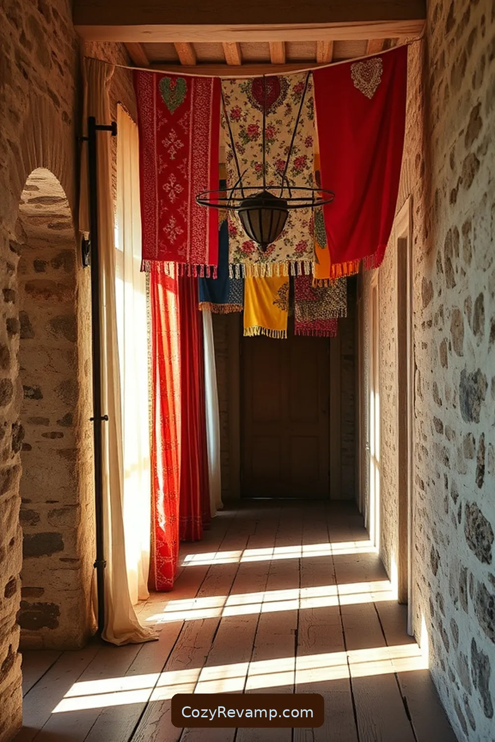Upcycled Fabric Banners for 15 Ways to Create a Rustic Hallway With Upcycled Fabric Material
