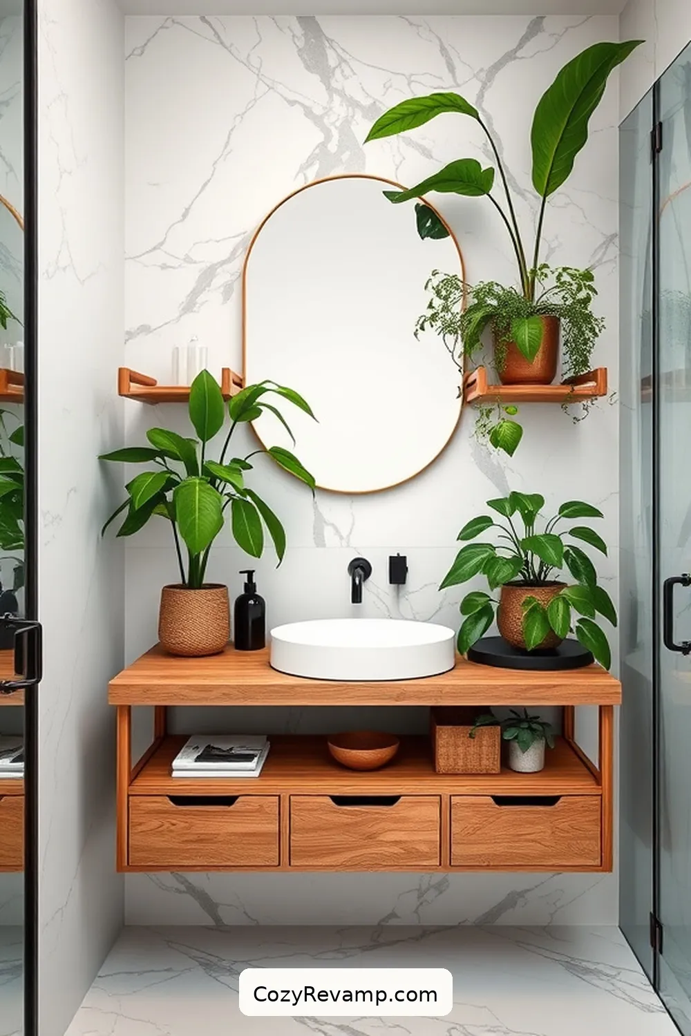15 Ways to Incorporate Natural Fibers as Materials in Industrial Bathroom Design 11 Bamboo Vanity Shelves for 15 Ways to Incorporate Natural Fibers as Materials in Industrial Bathroom Design