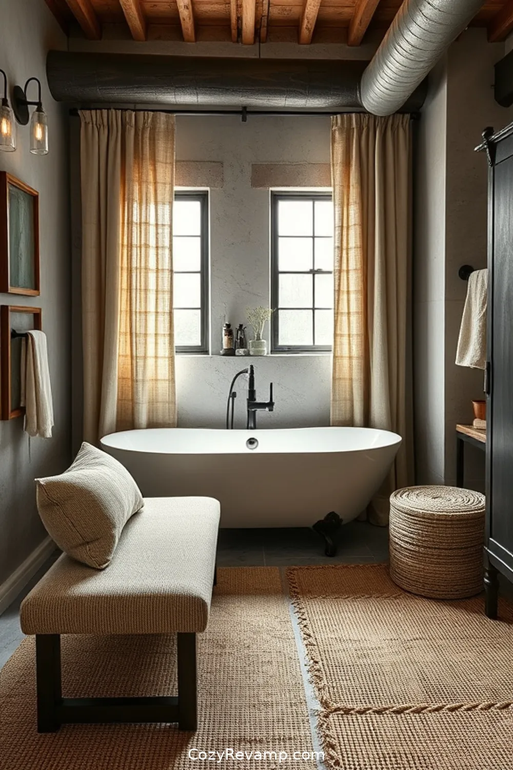 15 Ways to Incorporate Natural Fibers as Materials in Industrial Bathroom Design 6 Natural Fiber Upholstery for 15 Ways to Incorporate Natural Fibers as Materials in Industrial Bathroom Design