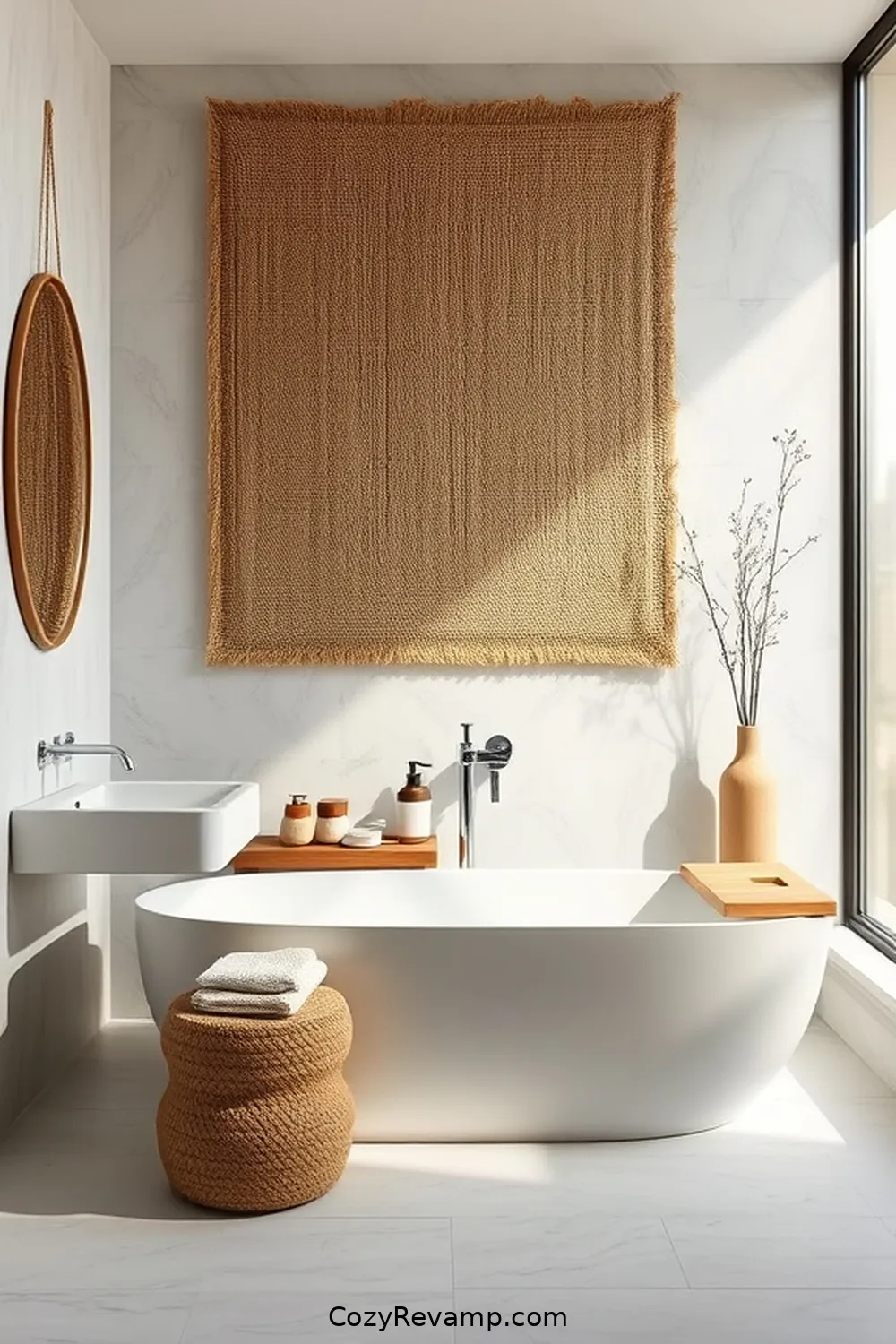 15 Ways to Incorporate Natural Fibers as Materials in Industrial Bathroom Design 12 Sisal Wall Art for 15 Ways to Incorporate Natural Fibers as Materials in Industrial Bathroom Design
