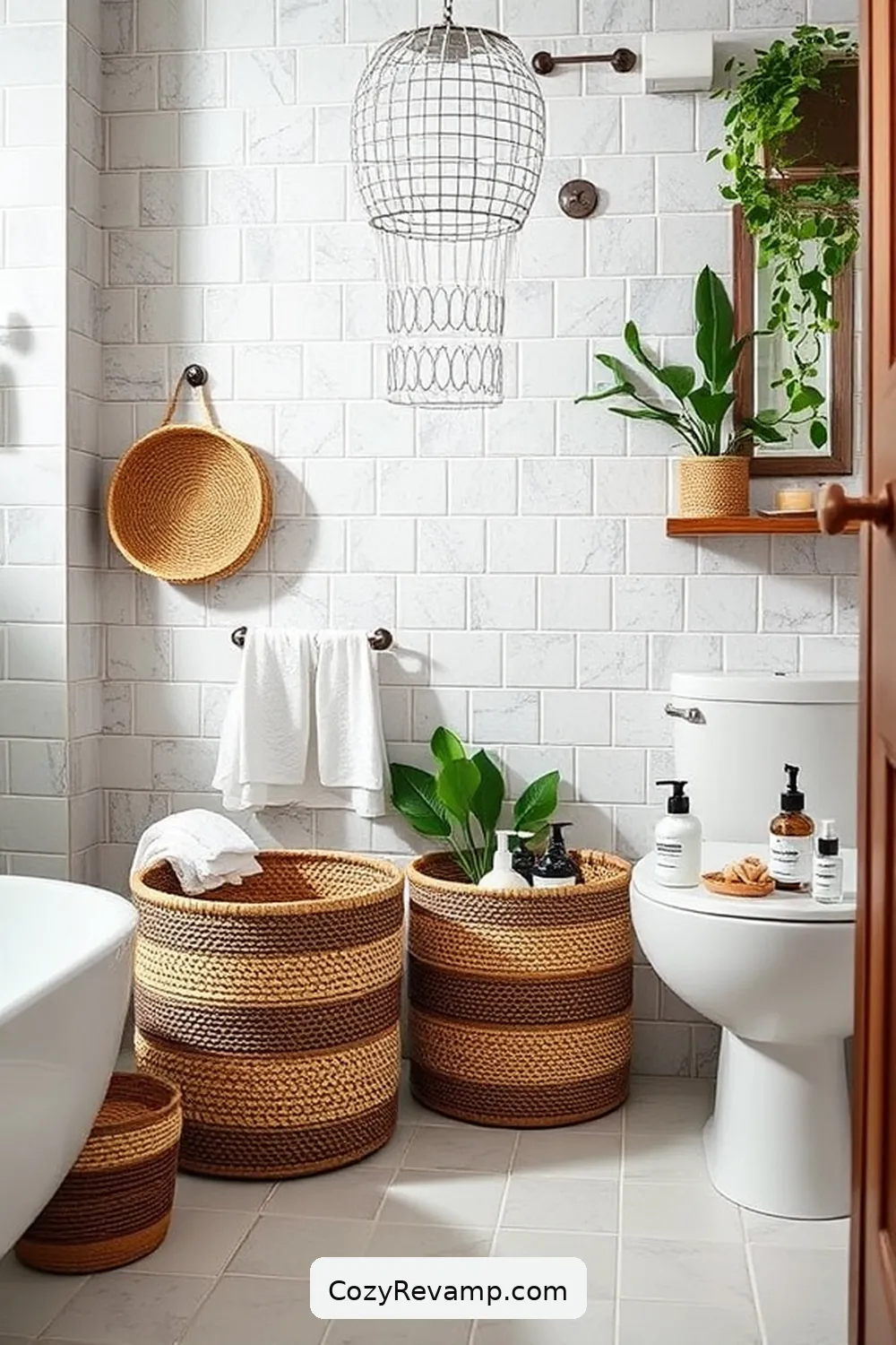 15 Ways to Incorporate Natural Fibers as Materials in Industrial Bathroom Design 9 Woven Baskets for Organization for 15 Ways to Incorporate Natural Fibers as Materials in Industrial Bathroom Design