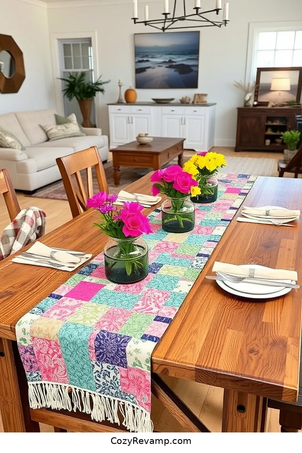 15 Ways to Style a Modern Farmhouse Living Room With Upcycled Fabric 5 Custom Table Runners and Placemats for 15 Ways to Style a Modern Farmhouse Living Room With Upcycled Fabric