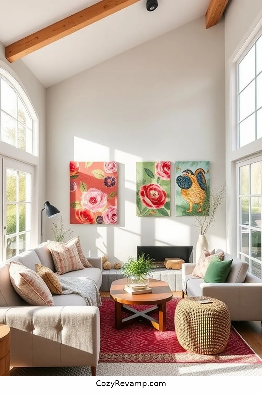 15 Ways to Style a Modern Farmhouse Living Room With Upcycled Fabric 4 DIY Fabric Wall Art for 15 Ways to Style a Modern Farmhouse Living Room With Upcycled Fabric