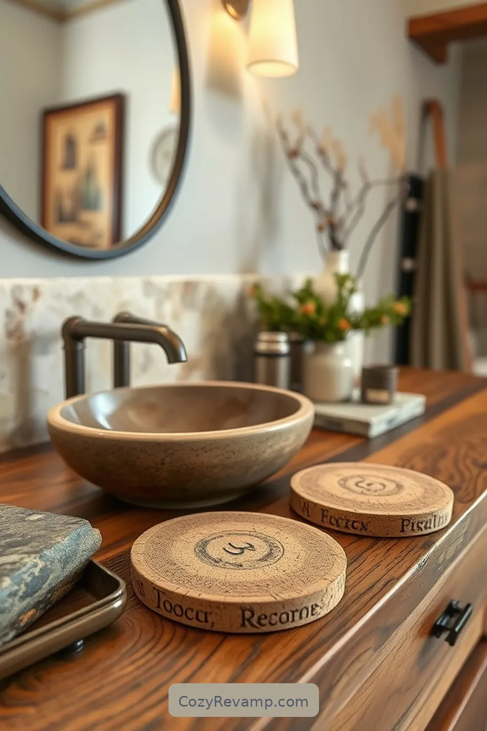 Cork Coasters to Protect Surfaces for 15 Ways to Use Cork Material in a Rustic Bathroom