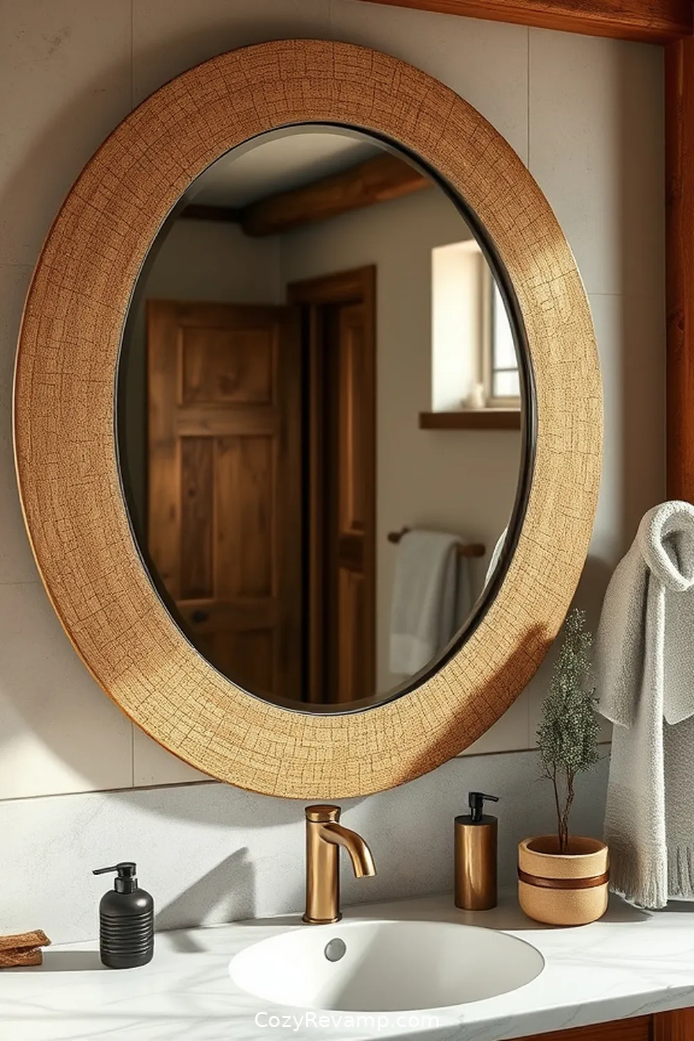 Cork Mirrors for a Rustic Touch for 15 Ways to Use Cork Material in a Rustic Bathroom