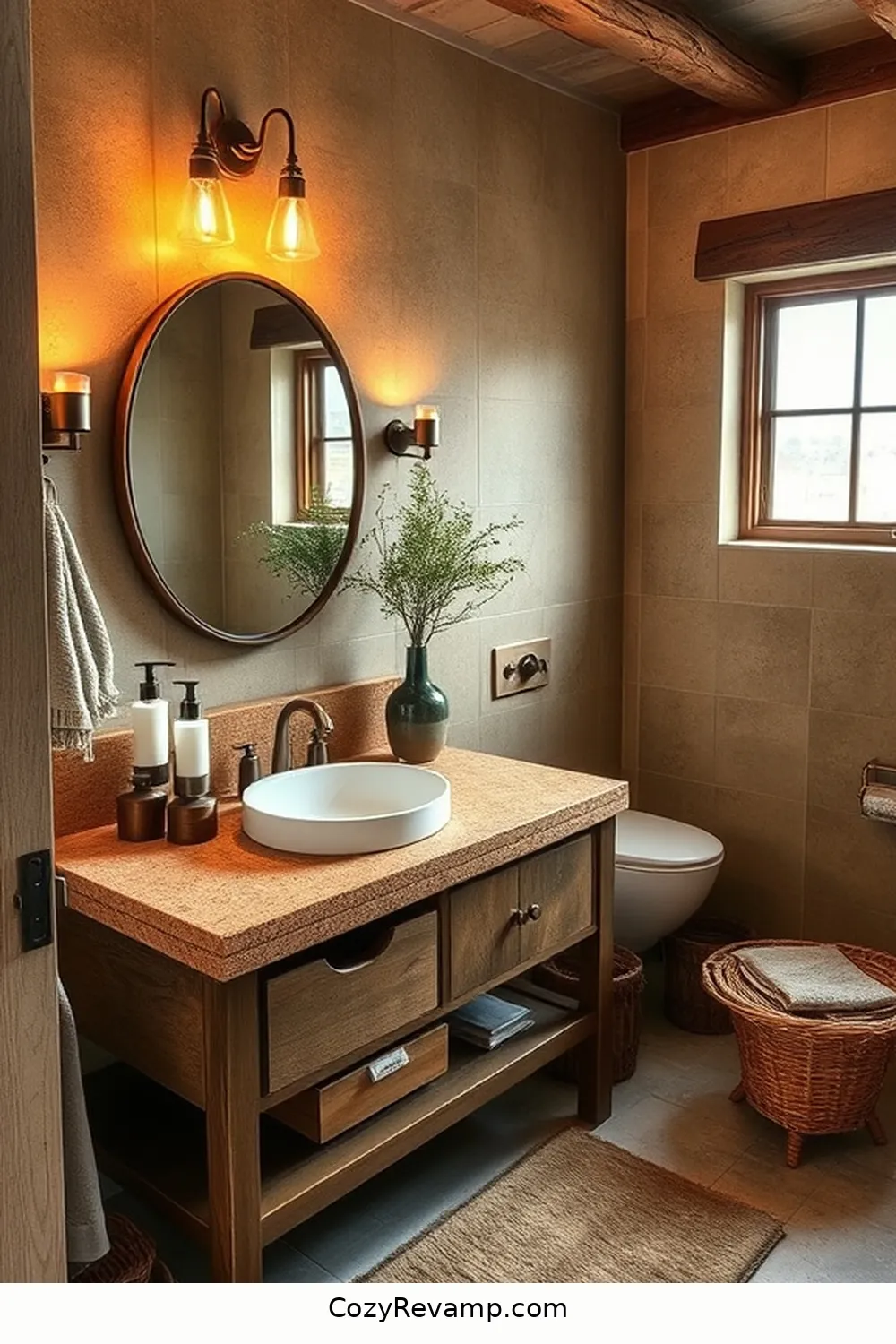 Cork Vanity Tops for a Unique Look for 15 Ways to Use Cork Material in a Rustic Bathroom