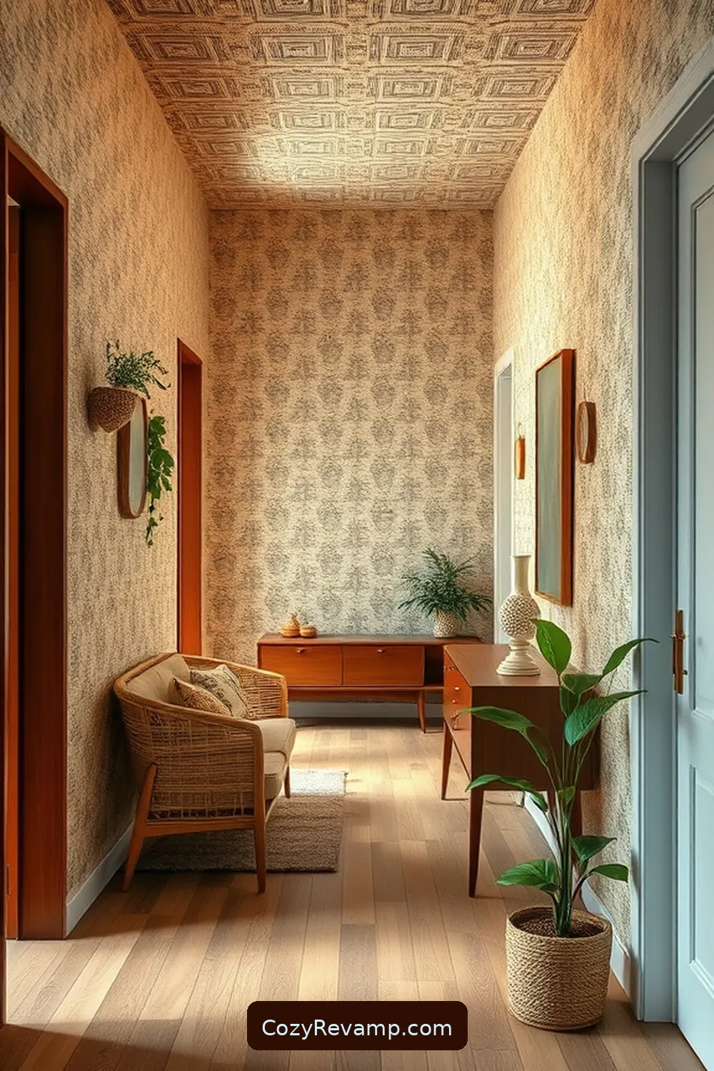 15 Ways to Use Natural Fibers in Your Mid-Century Modern Hallway 16 Incorporate Natural Fiber Wallpaper for 15 Ways to Use Natural Fibers in Your Mid-Century Modern Hallway