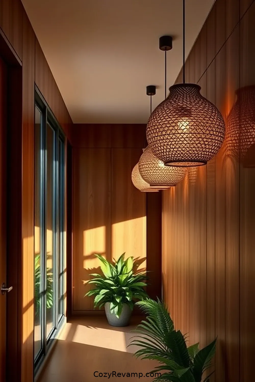 15 Ways to Use Natural Fibers in Your Mid-Century Modern Hallway 10 Install Rattan Light Fixtures for 15 Ways to Use Natural Fibers in Your Mid-Century Modern Hallway