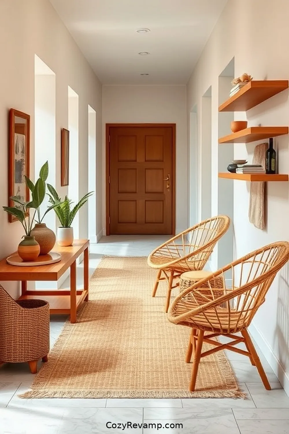 15 Ways to Use Natural Fibers in Your Mid-Century Modern Hallway 13 Integrate Natural Fiber Furniture for 15 Ways to Use Natural Fibers in Your Mid-Century Modern Hallway