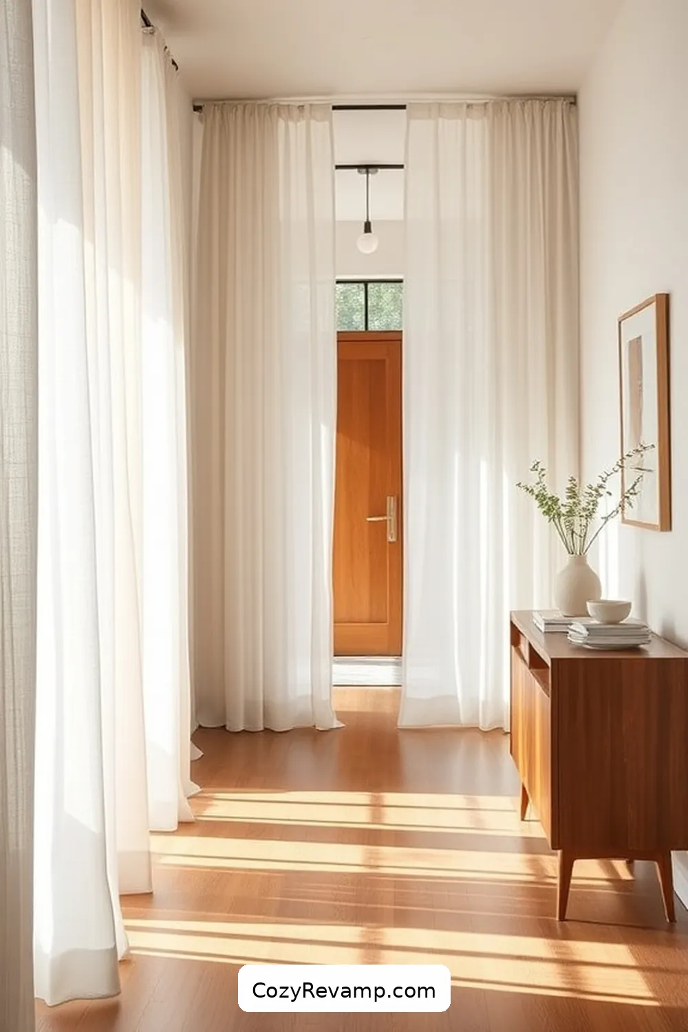 15 Ways to Use Natural Fibers in Your Mid-Century Modern Hallway 6 Opt for Linen Curtains to Soften Light for 15 Ways to Use Natural Fibers in Your Mid-Century Modern Hallway