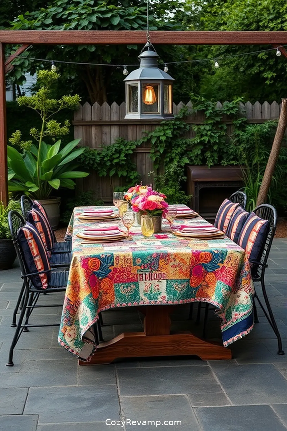 16 Creative Ways to Style Your Industrial Outdoor Patio With Upcycled Fabric 7 Upcycled Fabric Tablecloths for Outdoor Dining for 16 Creative Ways to Style Your Industrial Outdoor Patio With Upcycled Fabric