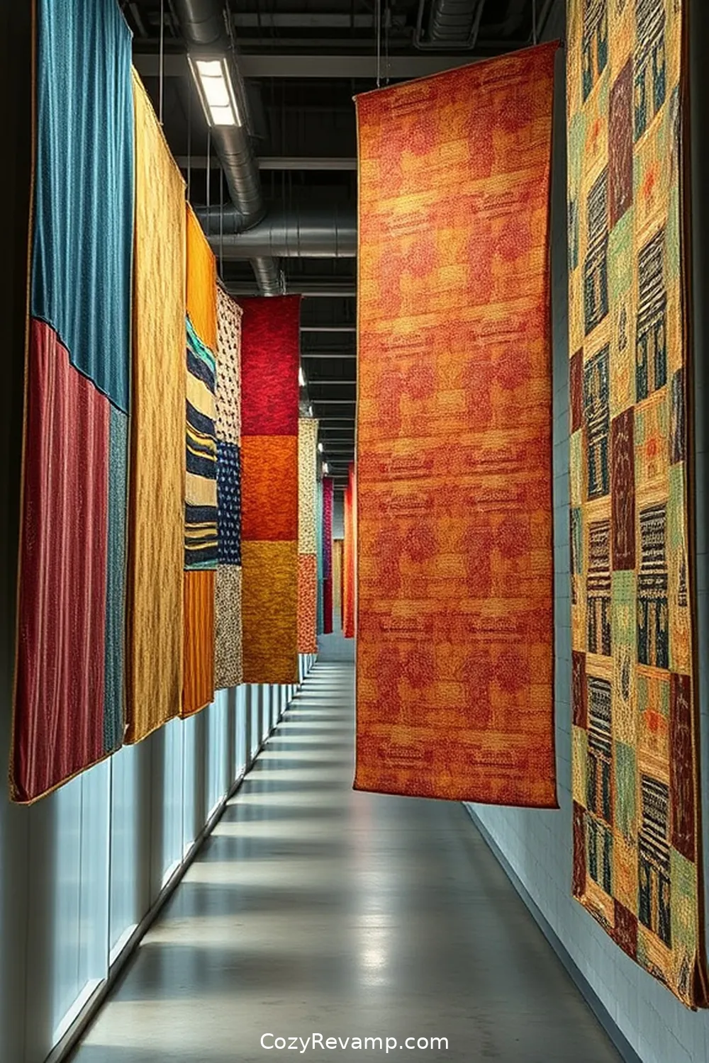 Decorative Fabric Panels for Sound Absorption for 16 Creative Ways to Use Upcycled Fabric Material in Industrial Hallways