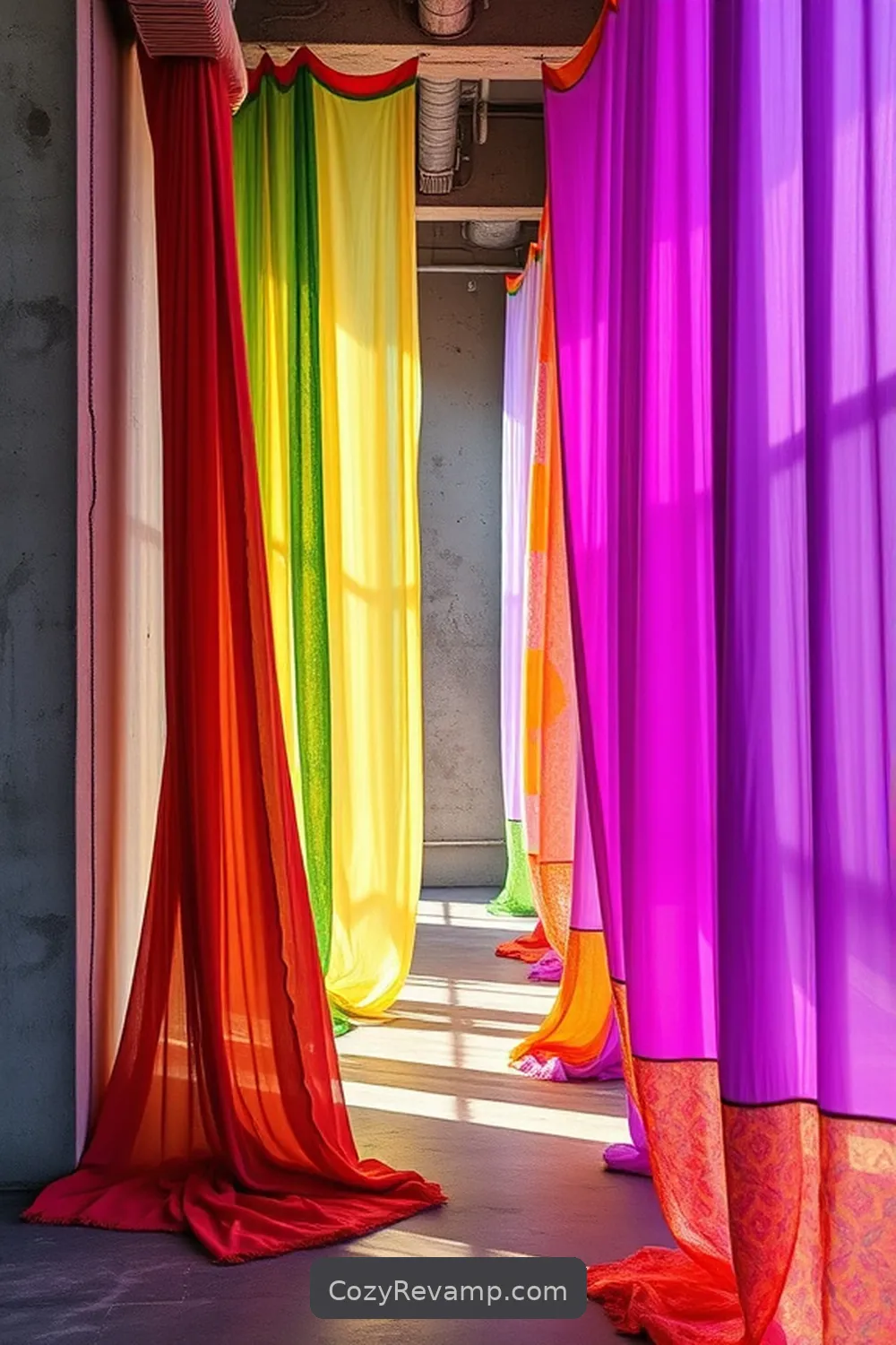 Dynamic Fabric Curtains for Flexibility for 16 Creative Ways to Use Upcycled Fabric Material in Industrial Hallways