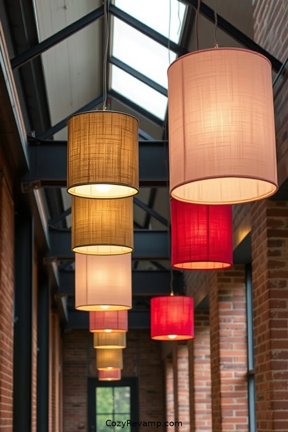 Fabric-Covered Lighting Fixtures for 16 Creative Ways to Use Upcycled Fabric Material in Industrial Hallways