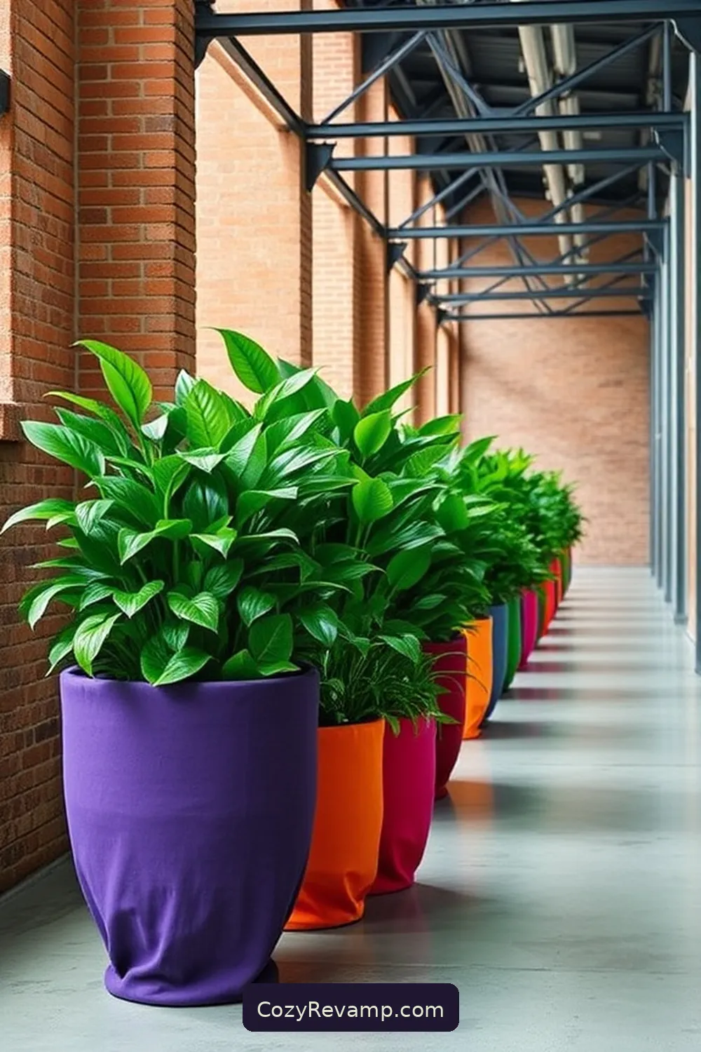 Fabric-Crafted Planters for Green Spaces for 16 Creative Ways to Use Upcycled Fabric Material in Industrial Hallways