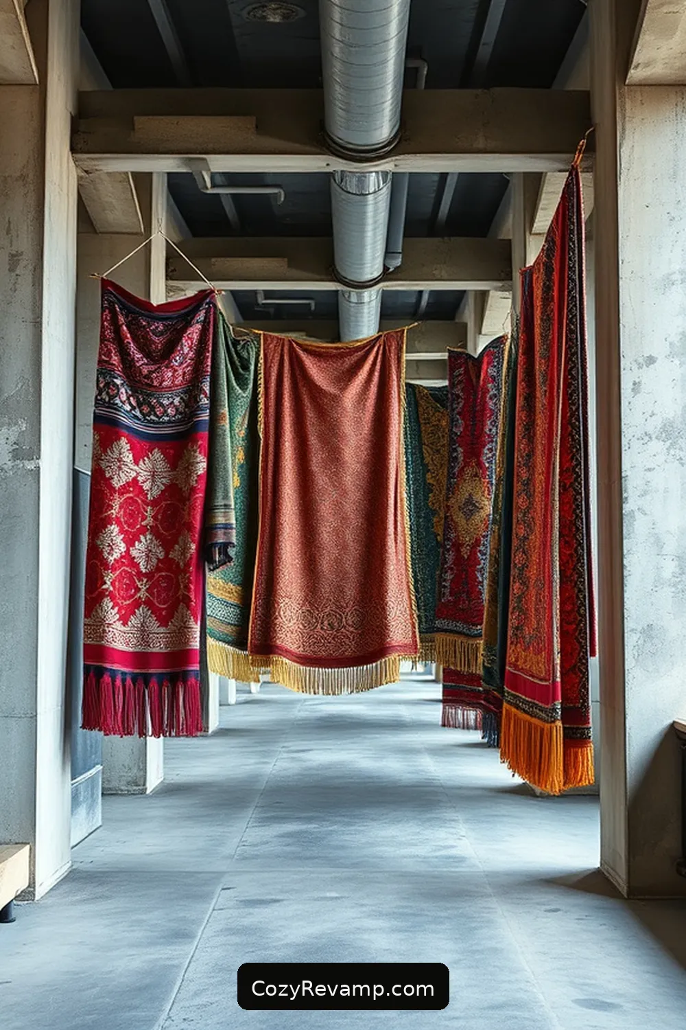 Fabric Wall Hangings as Art Installations for 16 Creative Ways to Use Upcycled Fabric Material in Industrial Hallways