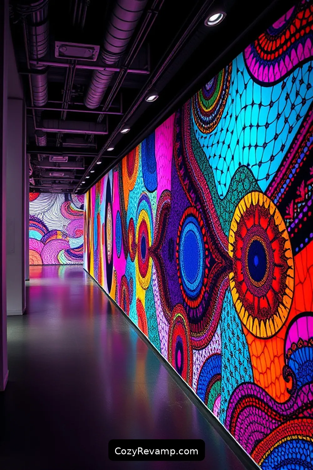 Interactive Fabric Murals for 16 Creative Ways to Use Upcycled Fabric Material in Industrial Hallways